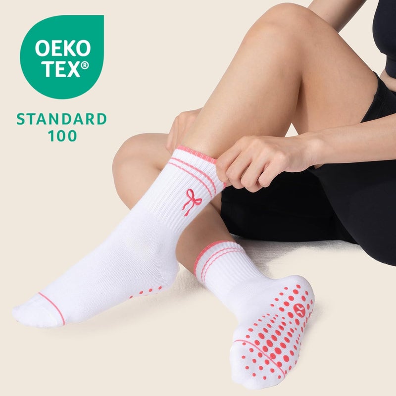 CoolMate Store Pilates Socks with Grips for Women, Yoga Socks, Crew Non Slip Women for Barre, Pilates Gifts - Image 3